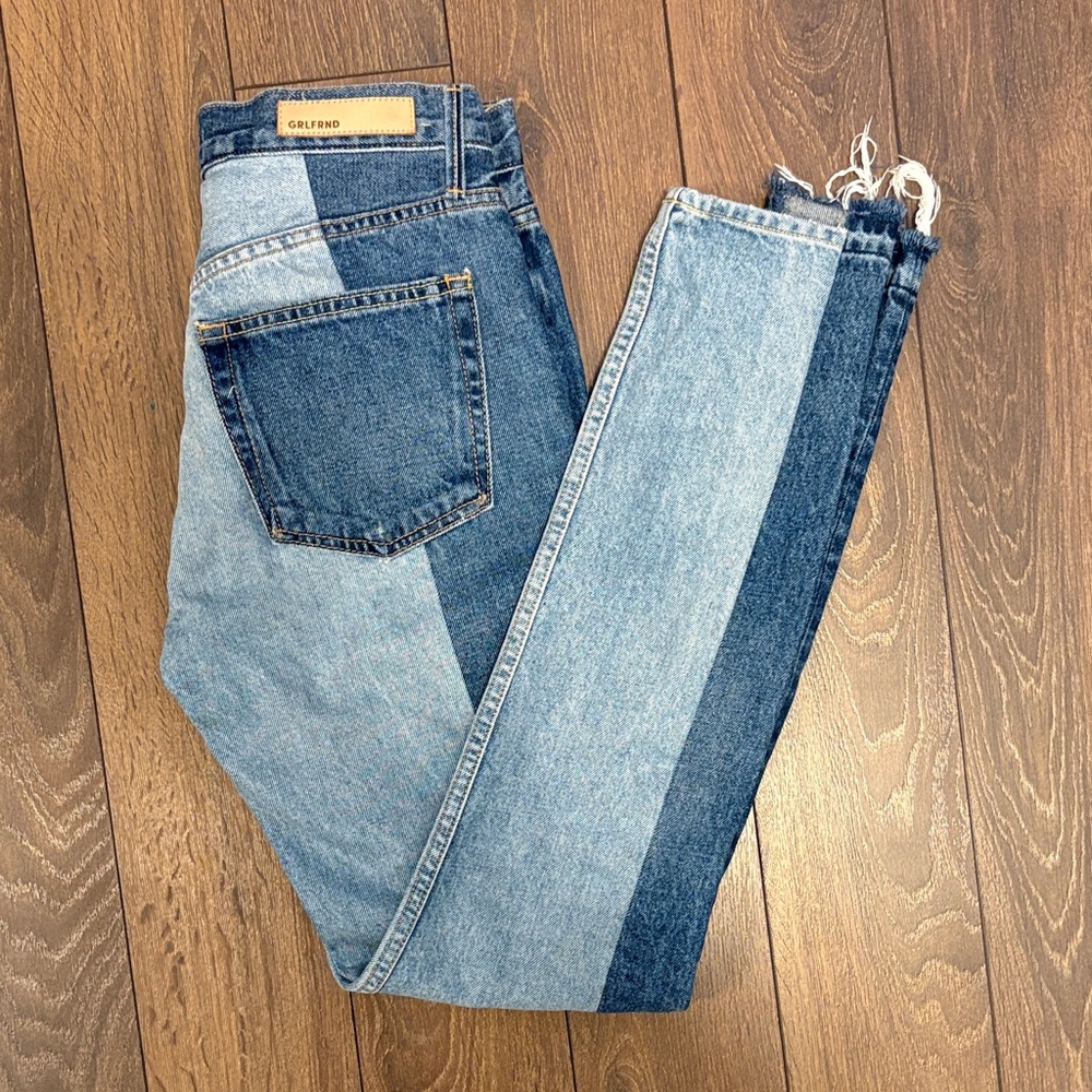 GRLFRND Blue Two-Tone Jeans
